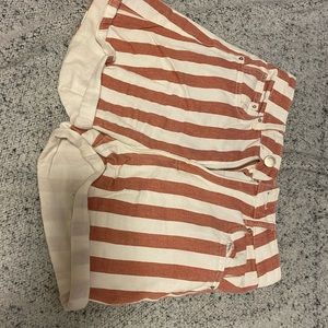 white red mom shorts
